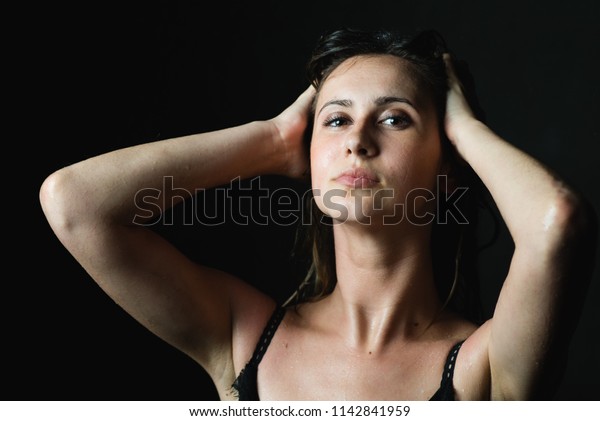 Portrait Beautiful Sensual Woman Light Dark Stock Photo Edit Now