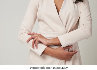 women cream dress