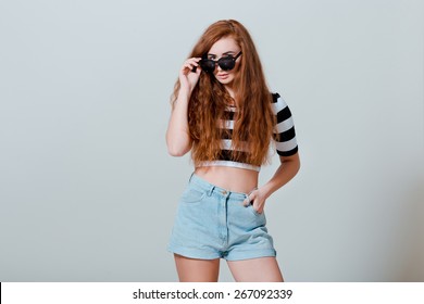 Young Girls Jean Shorts Images Stock Photos Vectors Shutterstock