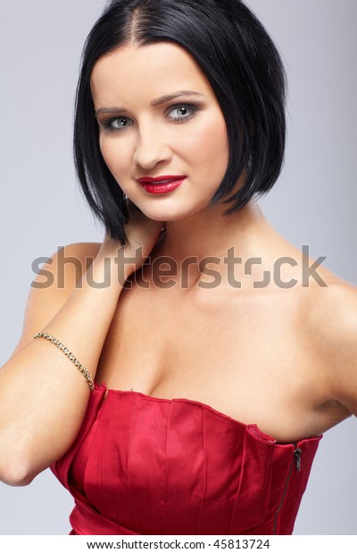 Portrait Beautiful Short Haired Girl Posing Stock Photo Edit Now