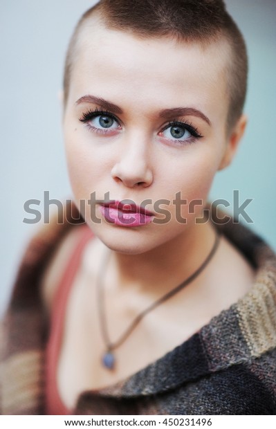 Portrait Beautiful Shorthaired Girl Stock Photo Edit Now 450231496