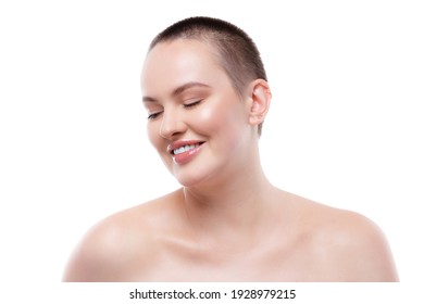 Portrait Of A Beautiful Short-haired Woman With Perfect Glowing Skin