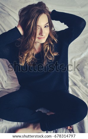 Similar – young woman in the living room