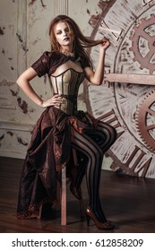 Portrait Of A Beautiful Steampunk Woman