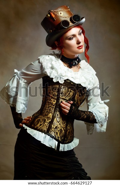 Portrait Beautiful Victorian Style Girl Wearing Stock Photo 664629127 ...