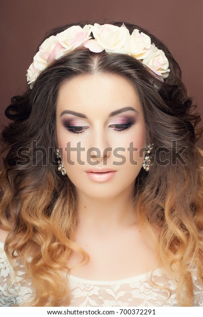 Portrait Beautiful Woman Dark Wavy Hair Stock Photo Edit Now