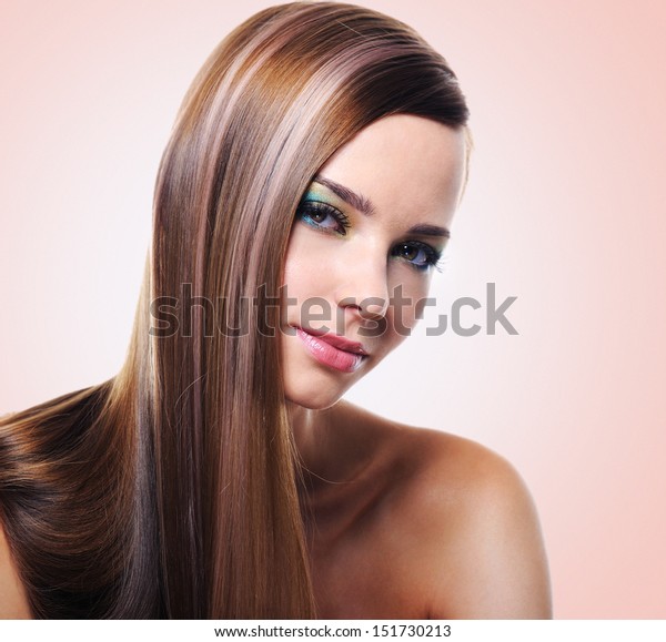 Portrait Beautiful Woman Long Straight Hairs Stock Photo Edit Now