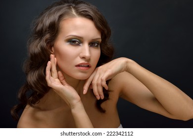 Portrait Beautiful Woman Naked Shoulders Posing Stock Photo Shutterstock