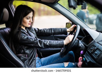 Portrait Beautiful Woman New Car Driving Stock Photo 1465709501 ...