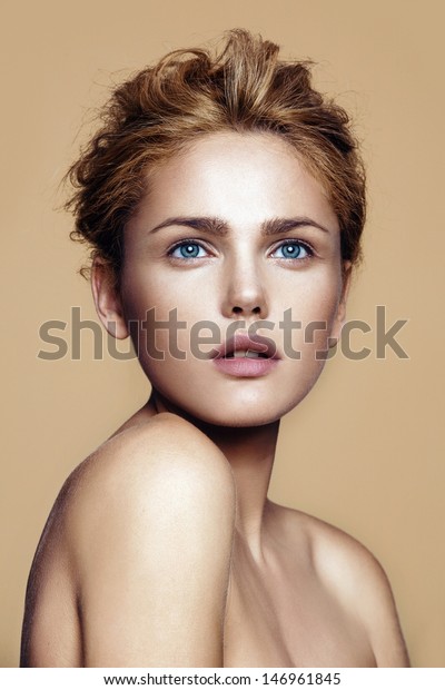 Portrait Beautiful Woman Nude Makeup Stock Photo 146961845 