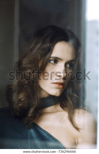 Portrait Beautiful Woman She Has Dark Stock Photo Edit Now 736246666