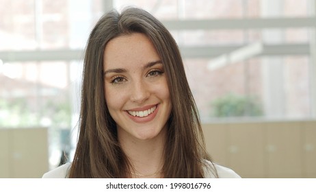 Portrait Of A Beautiful Woman Smiling Looking At Camera. Empowered Woman, Beautiful Woman