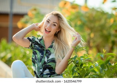 Portrait Of Beautiful Woman With Strait Hair.