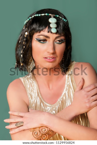 Portrait Beautiful Woman Wearing Fantasy Egyptian Stock
