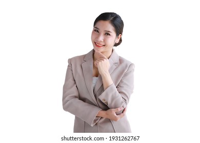 Portrait Of Beautiful Women Business Work On White Background.Portrait Of Stylish Happy  Smiling Businesswoman In Fashionable Clothes.business Concept.