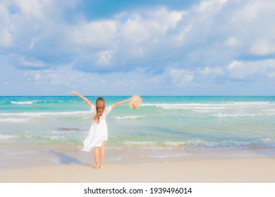 Portrait beautiful young asian woman relax smile leisure around beach sea ocean in travel vacation