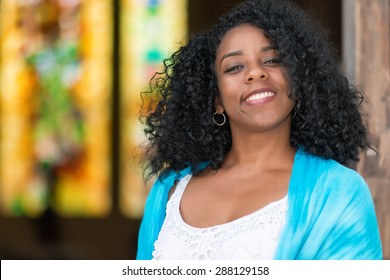 Portrait Of A Beautiful Young Black Cuban Woman Smiling