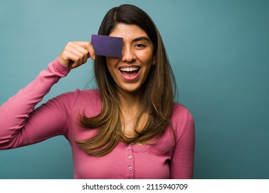 Portrait Of A Beautiful Young Woman Having Fun While Doing Online Shopping And Buying With A Credit Card