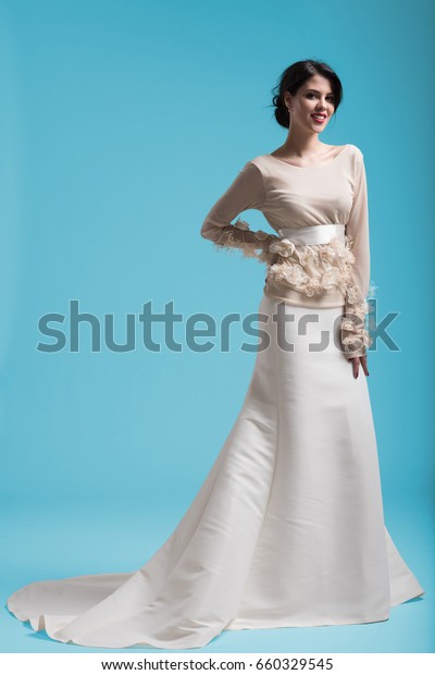 Portrait Beautiful Young Women Wedding Dress Stock Photo Edit Now