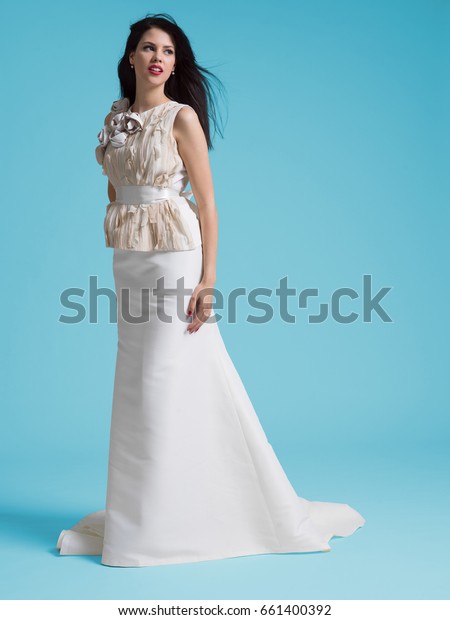 Portrait Beautiful Young Women Wedding Dress Stock Photo Edit Now