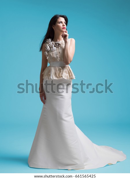 Portrait Beautiful Young Women Wedding Dress Stock Photo Edit Now
