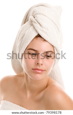 Similar – Young woman receiving a head massage in a spa center