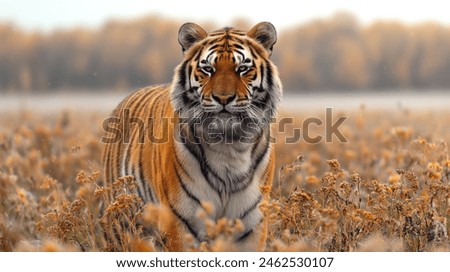 Portrait of Bengal tiger in field