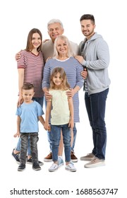 Portrait Of Big Family On White Background