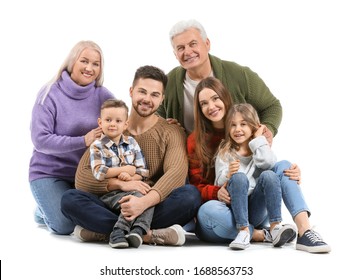 Portrait Of Big Family On White Background