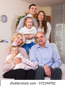 Portrait Of Big Multigenerational Family At House
