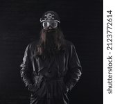 portrait of a biker with a beard