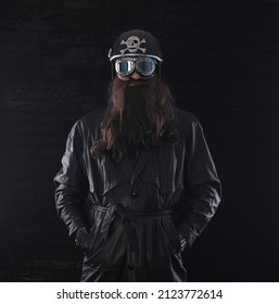 portrait of a biker with a beard