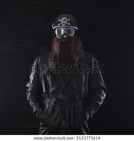 portrait of a biker with a beard