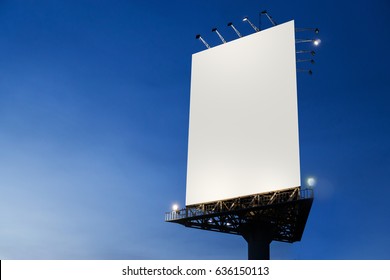 Portrait billboard blank for outdoor advertising poster at blue sky. - Shutterstock ID 636150113