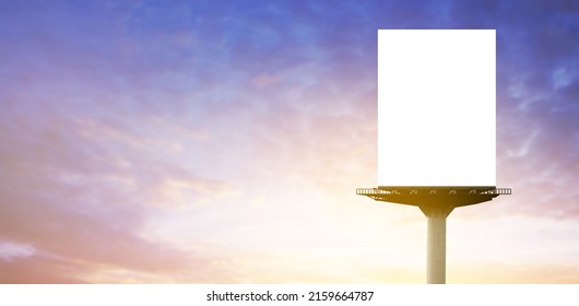 Portrait billboard white blank for outdoor advertising at sunset sky. - Powered by Shutterstock