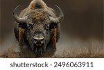 portrait of bison in wild life