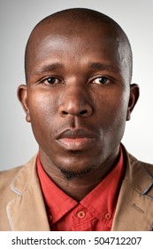 Portrait Of Black African Man With No Expression ID Or Passport Photo 