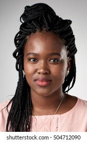 Portrait Of Black African Woman With No Expression ID Or Passport Photo