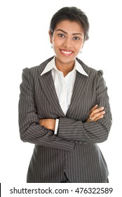 Portrait Of Black Business Woman In Formalwear Arms Crossed, Isolated On White Background.