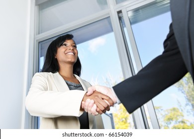 Portrait Of Black Business Woman Shaking Hands