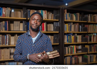 A Portrait Of An Black College Student Man In Library - Shallow Depth Of Field