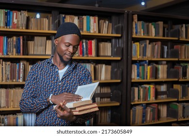 A Portrait Of An Black College Student Man In Library - Shallow Depth Of Field