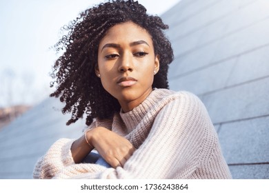 Portrait Of Black Girl Suffering Solitude And Depression