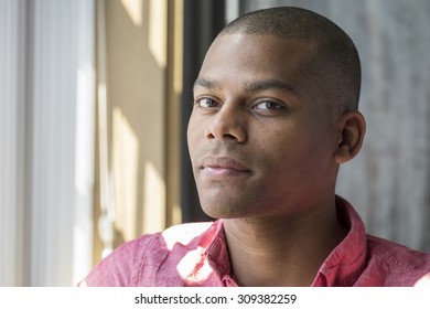 Portrait Of Black Male, Casual Dress, Looking At Camera