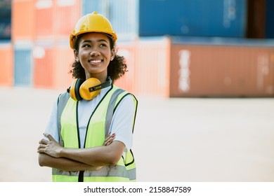 Portrait Black Teen Girl Cargo Staff Worker Smart Confident Happy Smile Good Welfare