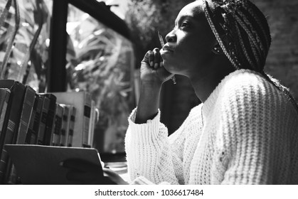 Portrait Of Black Woman With Dreadlocks Hair