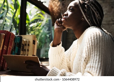 Portrait Of Black Woman With Dreadlocks Hair