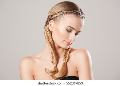 French Braid Hair Images Stock Photos Vectors Shutterstock