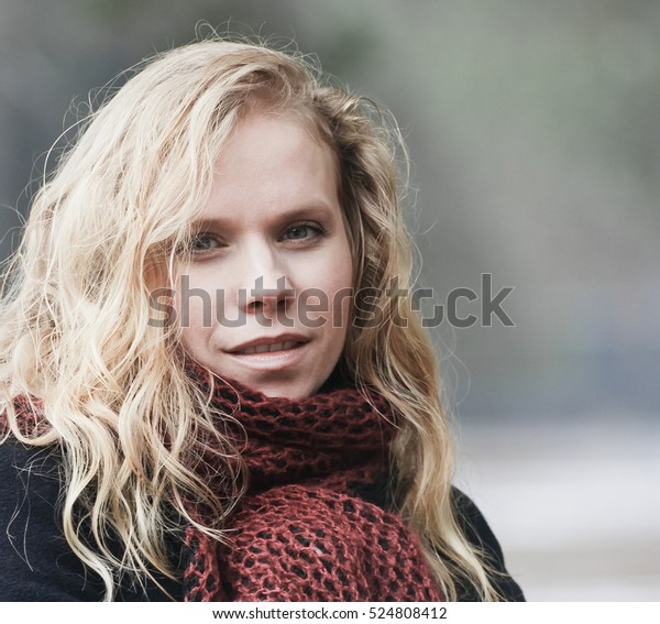 Portrait Blond Woman Blue Eyes On Stock Photo Edit Now