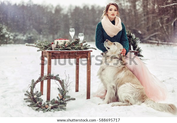 Portrait Blonde Girl Wedding Dress Beautiful Royalty Free Stock